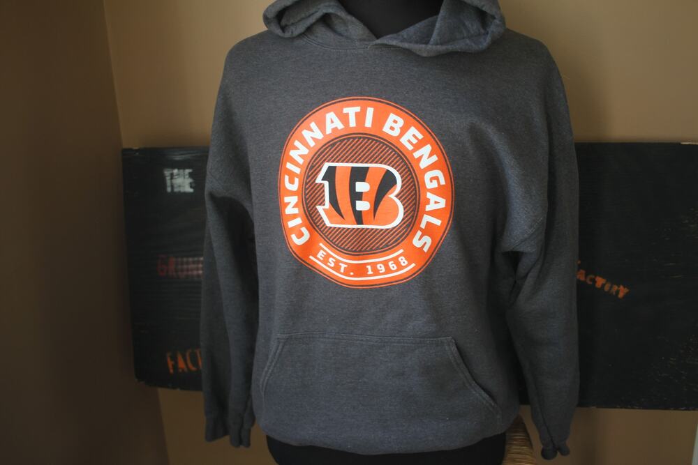 NFL Cincinnati Bengals Hoodie Large Gray Est 1968 Logo Pullover